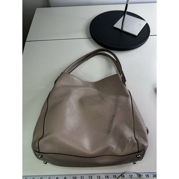 Coach Beige Pebbled Leather 3 Compartment Shoulder Bag Purse Front Logo - Picture 5 of 14